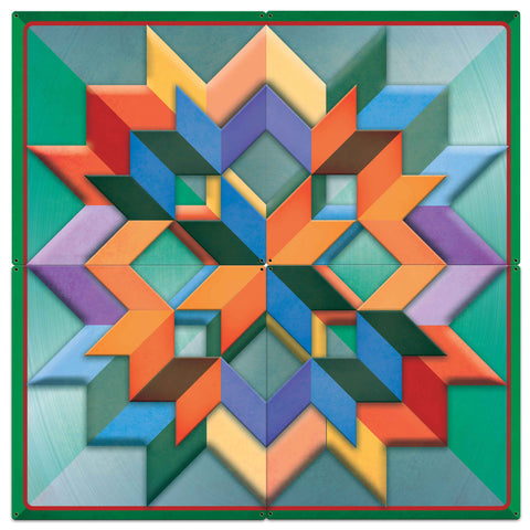 Box Pattern Green Light Background 4pcs Metal Sign 42in X 42in Metal Sign