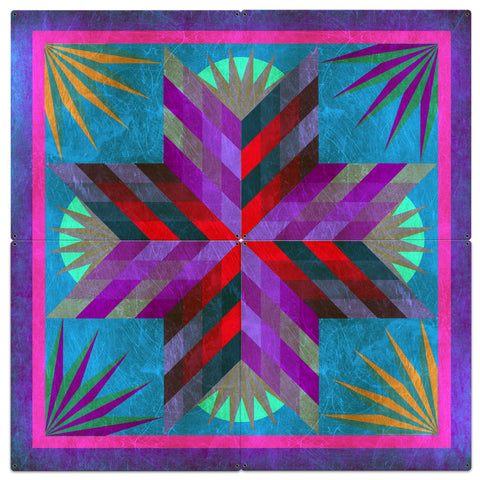 Summer Solstice Magenta 4pcs Metal Sign 42in X 42in Metal Sign