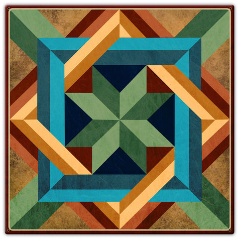 Box In Box Dark Earth Metal Sign 30in X 30in Metal Sign