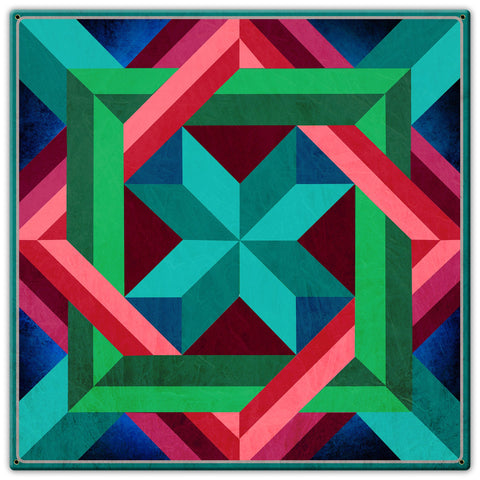 Box In Box Aqua Magenta Metal Sign 30in X 30in Metal Sign