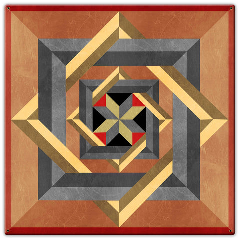 Box N Box N box Red Beige Metal Sign 30in X 30in Metal Sign