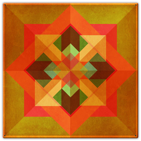 Squares N Arrows Orange Metal Sign 30in X 30in Metal Sign