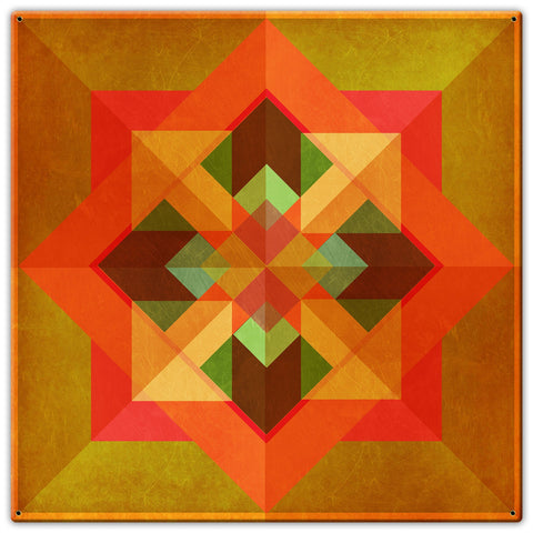 Squares N Arrows Orange Metal Sign 30in X 30in Metal Sign