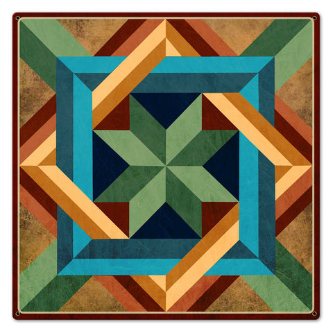 Box In Box Dark Earth Metal Sign 24in X 24in Metal Sign