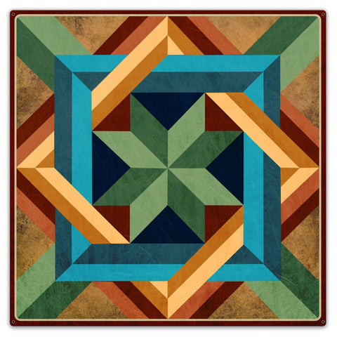 Box In Box Dark Earth Metal Sign 36in X 36in Metal Sign