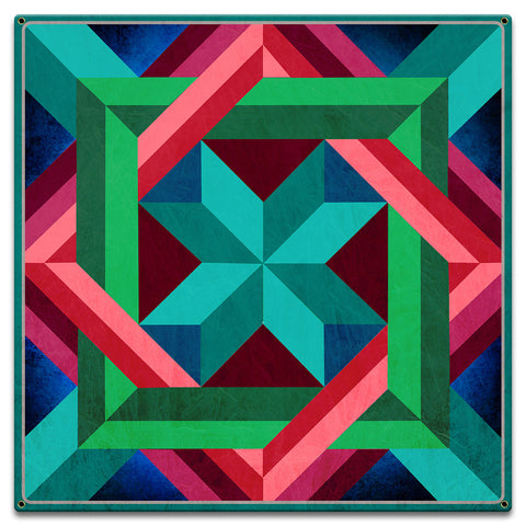 Box N Box Aqua Magenta Metal Sign 18in X 18in Metal Sign