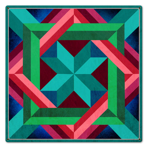Box N Box Aqua Magenta Metal Sign 24in X 24in Metal Sign