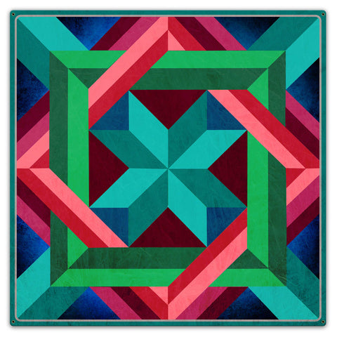 Box N Box Aqua Magenta Metal Sign 36in X 36in Metal Sign