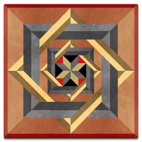 Box N Box N Box Red Beige Metal Sign 18in X 18in Metal Sign