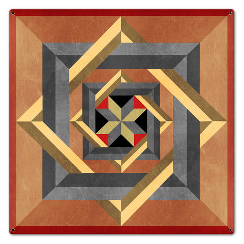 Box N Box N Box Red Beige Metal Sign 24in X 24in Metal Sign