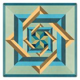 Box N Box N Box Blue Green Beige Metal Sign 24in X 24in Metal Sign