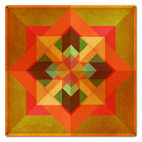 Squares N Arrows Orange Metal Sign 24in X 24in Metal Sign