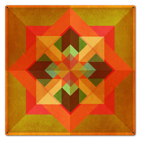 Squares N Arrows Orange Metal Sign 24in X 24in Metal Sign