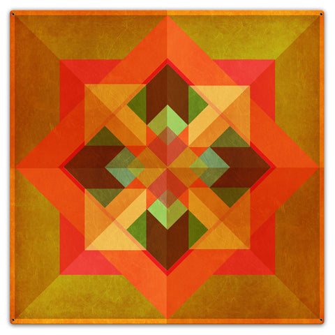 Squares N Arrows Orange Metal Sign 36in X 36in Metal Sign