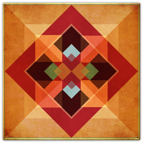Squares and Arrows Earth tones Metal Sign 30in X 30in Metal Sign