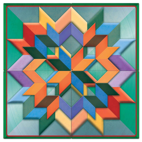 BOX PATTERN GREEN LIGHT 4PCS Metal Sign 48in X 48in Metal Sign