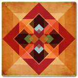 Squares and Arrows Earth tones Metal Sign 12in X 12in Metal Sign