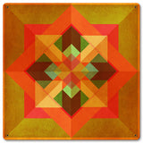 Squares and Arrows Orange Metal Sign 12in X 12in Metal Sign