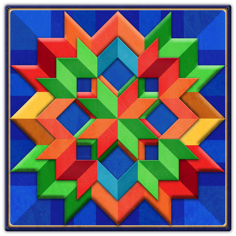 Blue Orange Green Box Pattern Metal Sign 30in X 30in Metal Sign