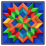 Blue Orange Green Box Pattern Metal Sign 36in X 36in Metal Sign