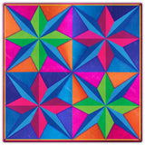 4 Eight Point Stars Magenta Blue Green Metal Sign 30in X 30in Metal Sign