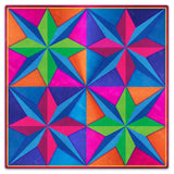 4 Eight Point Stars Magenta Blue Green Metal Sign 36in X 36in Metal Sign