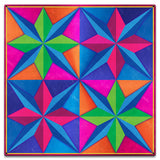 4 Eight Point Stars Magenta Blue Green Metal Sign 18in X 18in Metal Sign