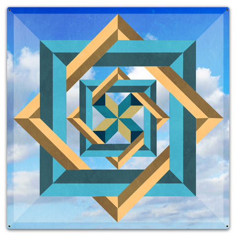 Box In Box In Box Blue Sky Metal Sign 36in X 36in Metal Sign