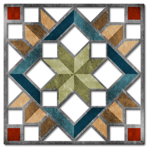 Carpenters Wheel Cut out Earth tones Metal Sign 24in X 24in Metal Sign