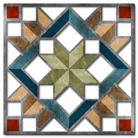 Carpenters Wheel Cut out Earth tones Metal Sign 30in X 30in Metal Sign