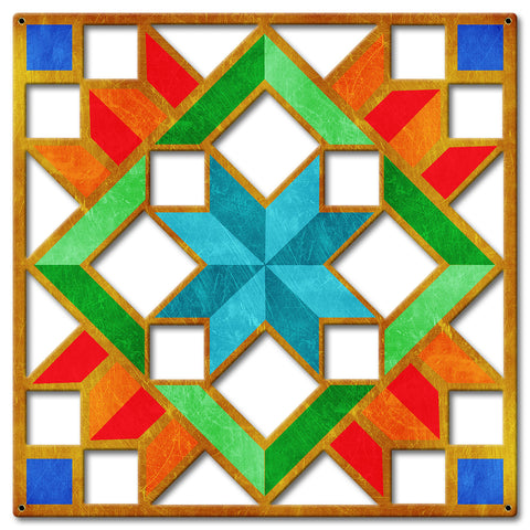 Carpenters Wheel Cut out YGBR Metal Sign 24in X 24in Metal Sign