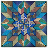 Box Pattern Blue Brown Metal Sign 12in X 12in Metal Sign