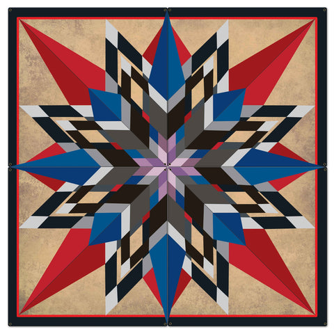 16 Point Star Red Blue 4pcs Metal Sign 48in X 48in Metal Sign