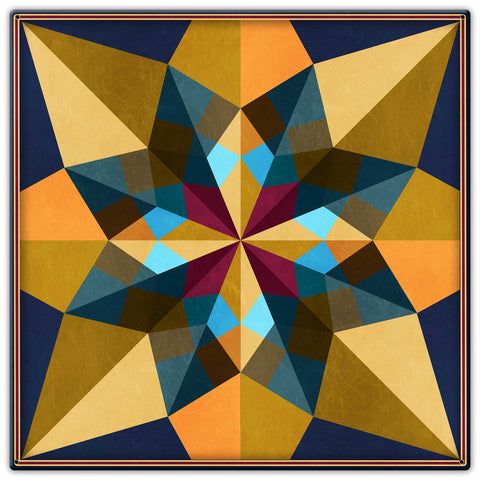 Blue and Earth Tone Quilt Metal Sign 30in X 30in Metal Sign