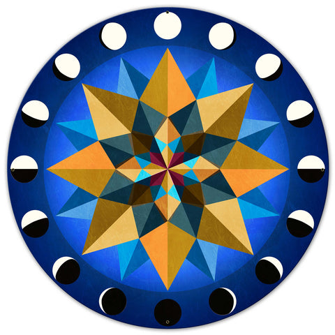 BLUE EARTH TONE MOON PHASES Metal Sign 18in X 18in Metal Sign