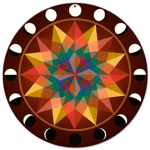 BROWN EARTH TONE MOON PHASES Metal Sign 14in X 14in Metal Sign