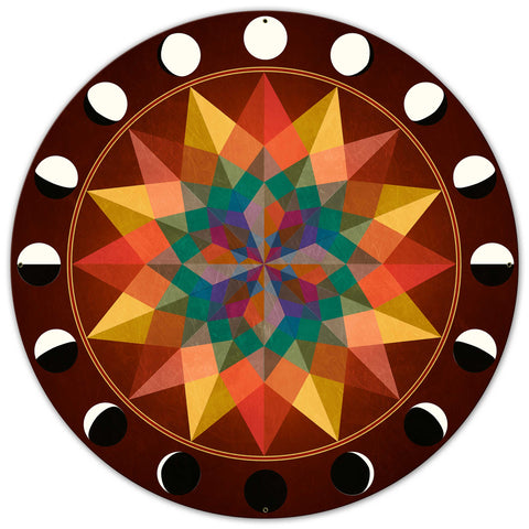 BROWN EARTH TONE MOON PHASES Metal Sign 28in X 28in Metal Sign