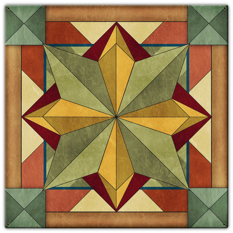 8 Point Quilt Desert Tones Metal Sign 36in X 36in Metal Sign