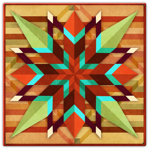 AQP988 - 16 POINT PYRAMID EARTH TONES Metal Sign