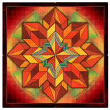 AQP999   ORANGE GEOMETRIC QUILT 4PCS Metal Sign