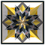 AQPB003   16 POINT STAR YELLOW GRAY BLUE Metal Sign