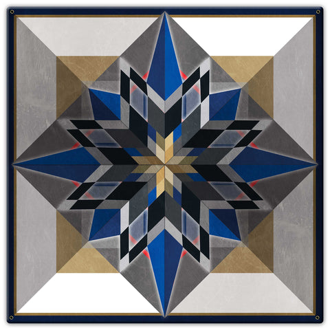 AQPB007   16 POINT STAR BLUE GRAY Metal Sign