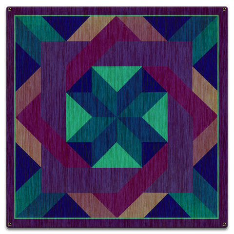 AQPB009   BOX IN BOX QUILT PURPLE Metal Sign