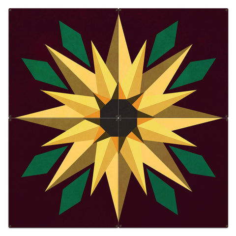 AQPB012   SUNFLOWER BURGUNDY 4PCS Metal Sign
