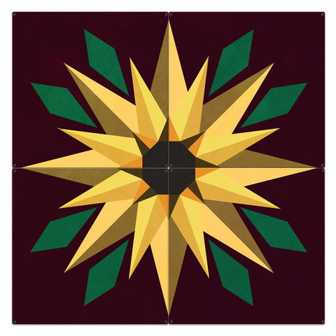 AQPB012 - SUNFLOWER BURGUNDY 4PCS Metal Sign