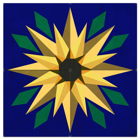 AQPB013   Sunflower Blue Background 4PCS Metal Sign