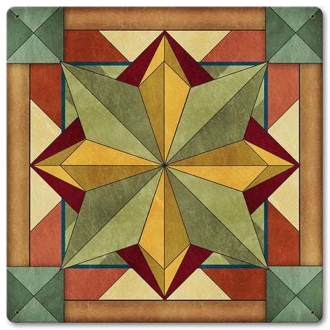 8 POINT QUILT DESERT TONES Metal Sign 12in X 12in Metal Sign