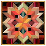 AQPB016 - BOX LOG CABIN PATTERN EARTH TOONES 4PCS Metal Sign