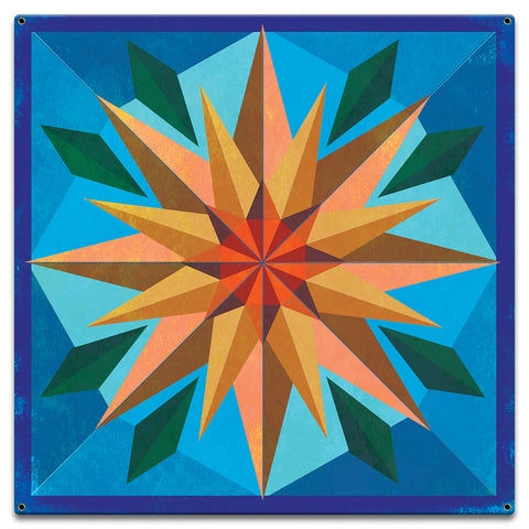 AQPB017   SUNFLOWER LIGHT BLUE BACKGROUND Metal Sign