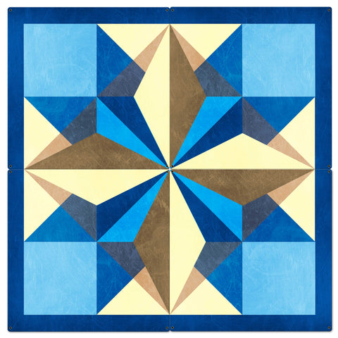 AQPB023   SIX SQUARE DESIGN SKY BLUE 4PCS Metal Sign